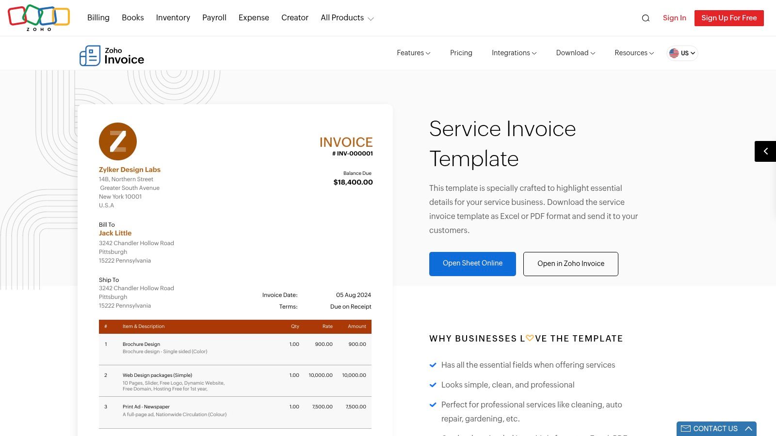 Zoho Invoice