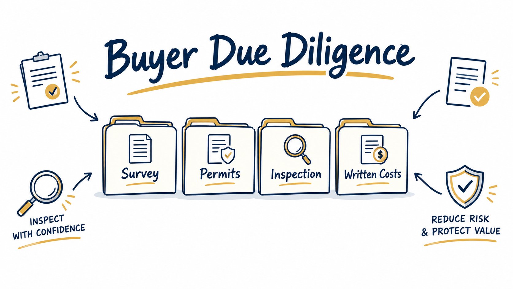 Folders labelled Survey, Permits, Inspection and Written Costs.