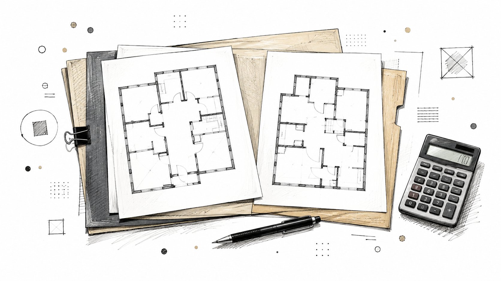 Abstract floor-plan comparison desk