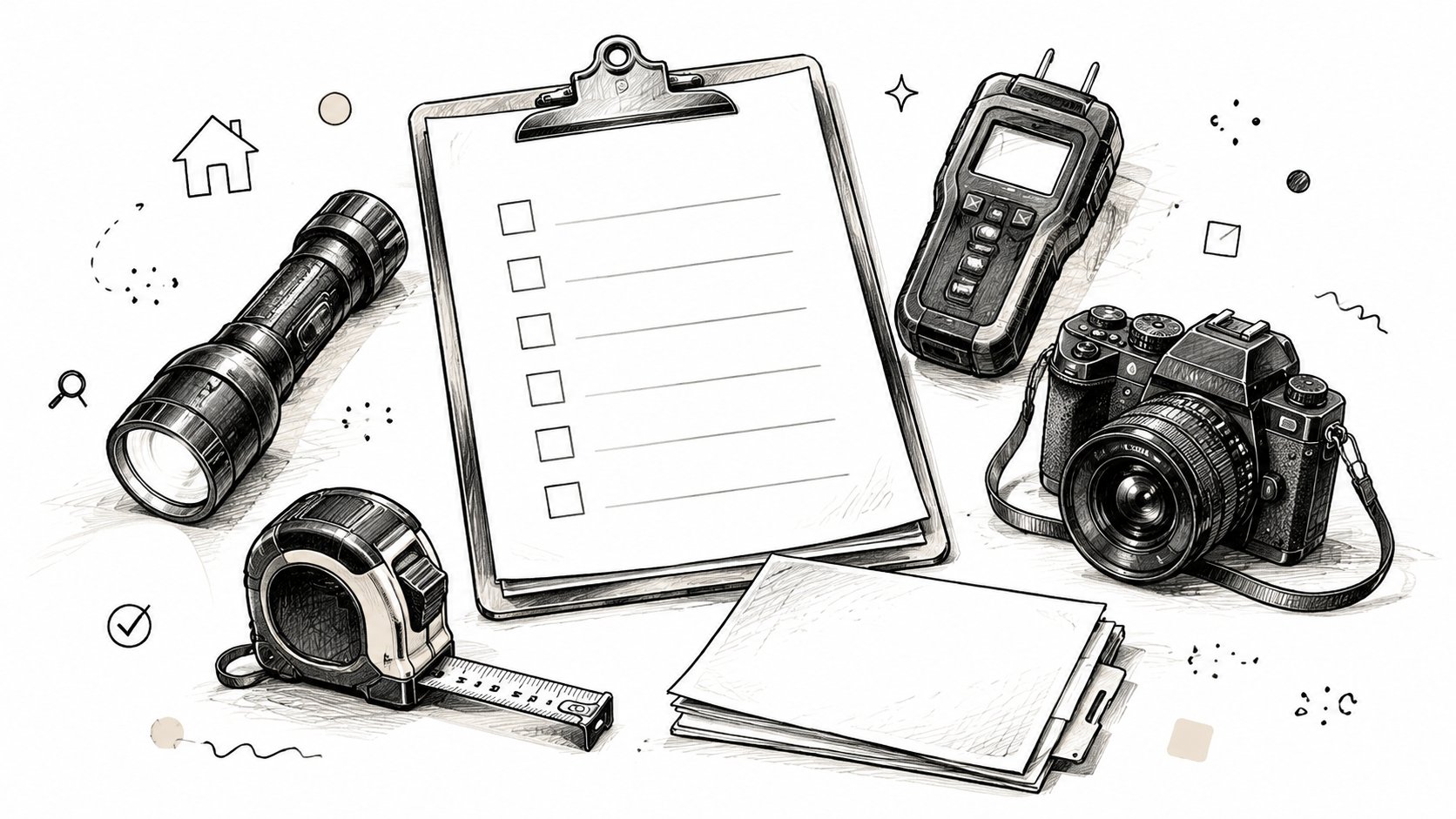 Inspection planning tools on a neutral desk