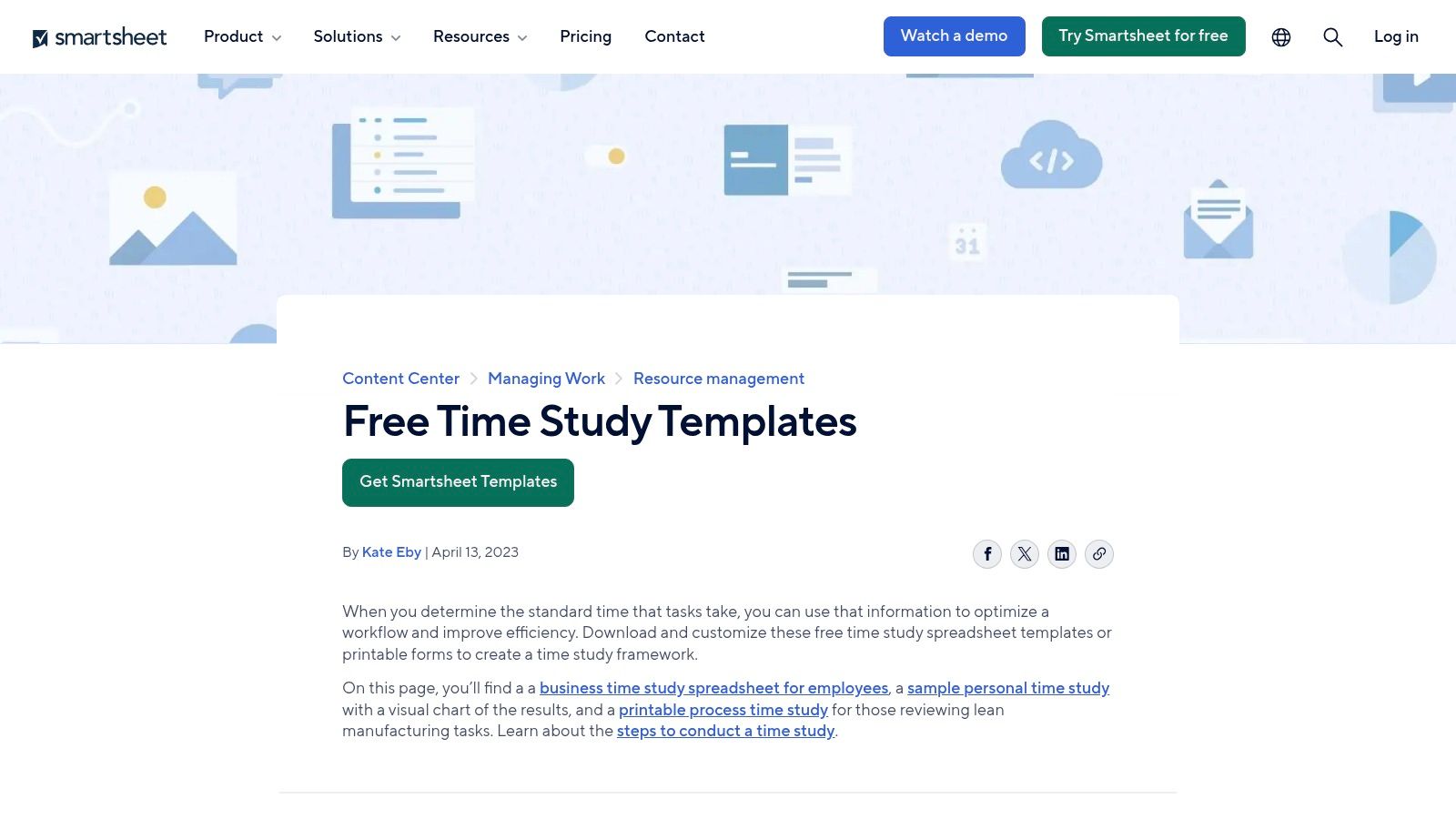 Smartsheet, Free Time Study Templates