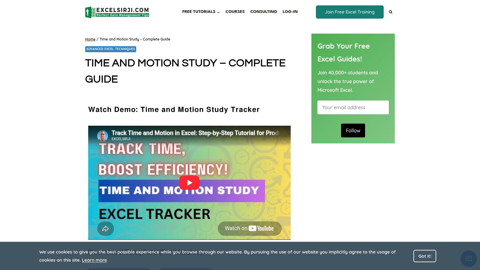 ExcelSirJi, Time and Motion Study Excel Template