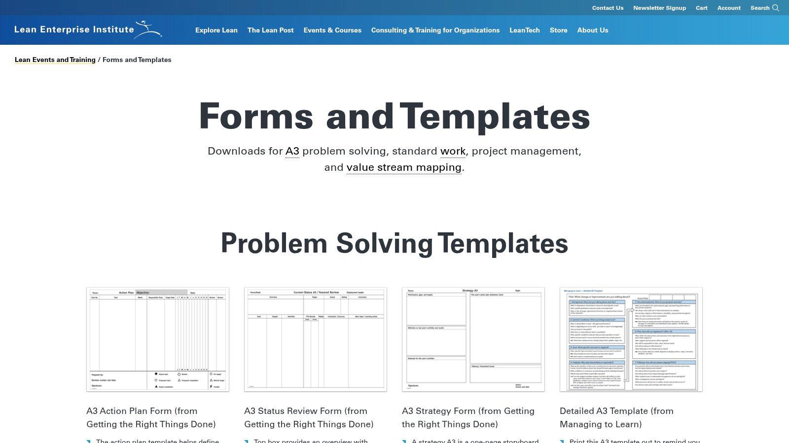 Lean Enterprise Institute (LEI), Standard Work Process Study Sheet