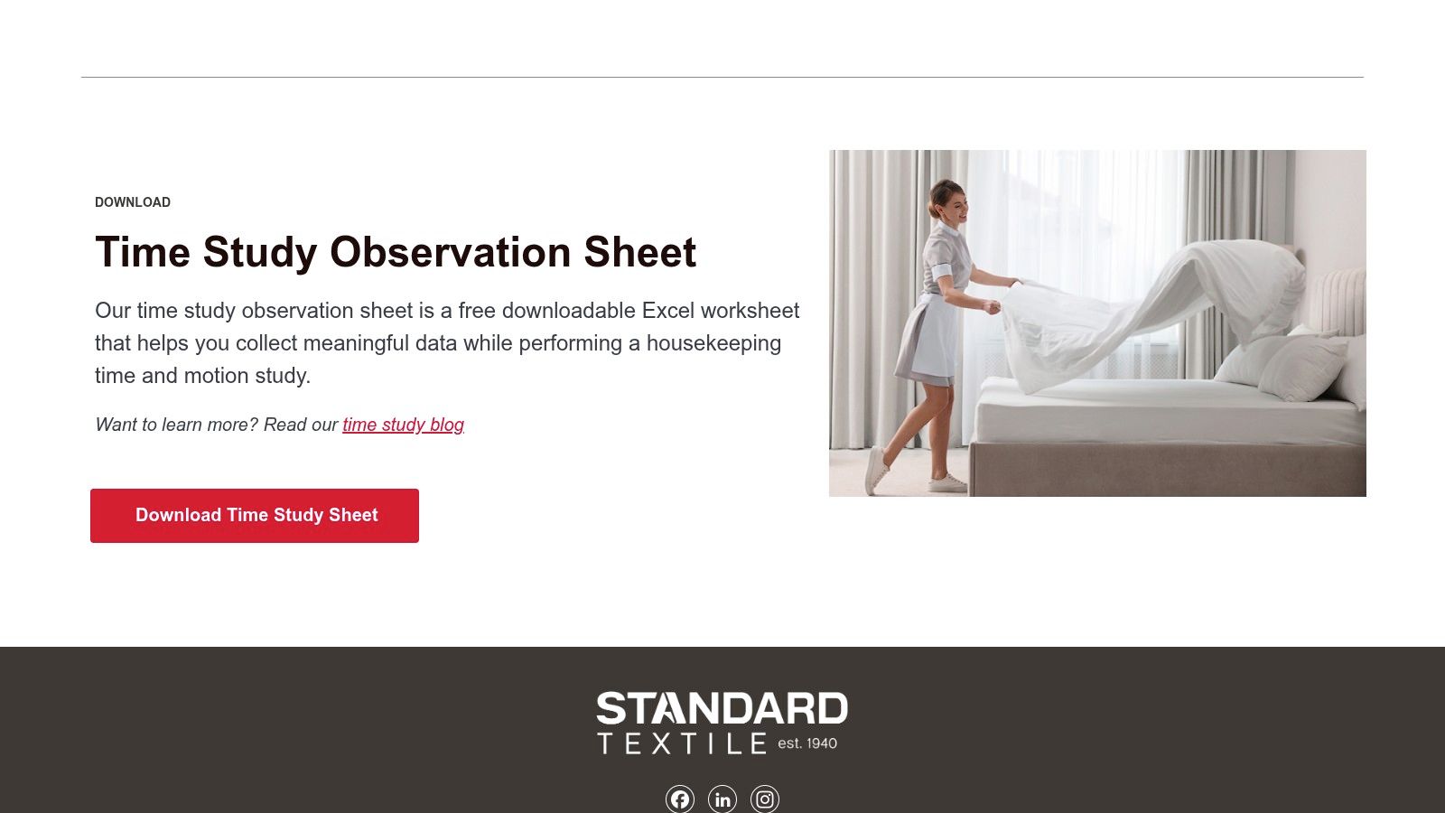 Standard Textile, Housekeeping Time & Motion Study Observation Sheet