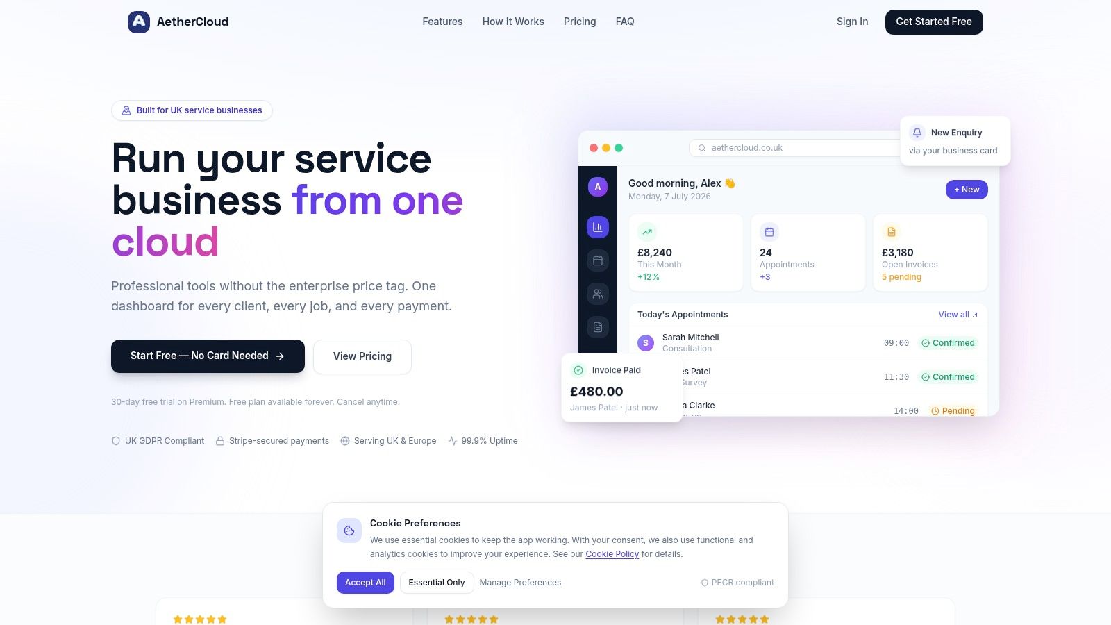 Screenshot from https://aethercloud.co.uk