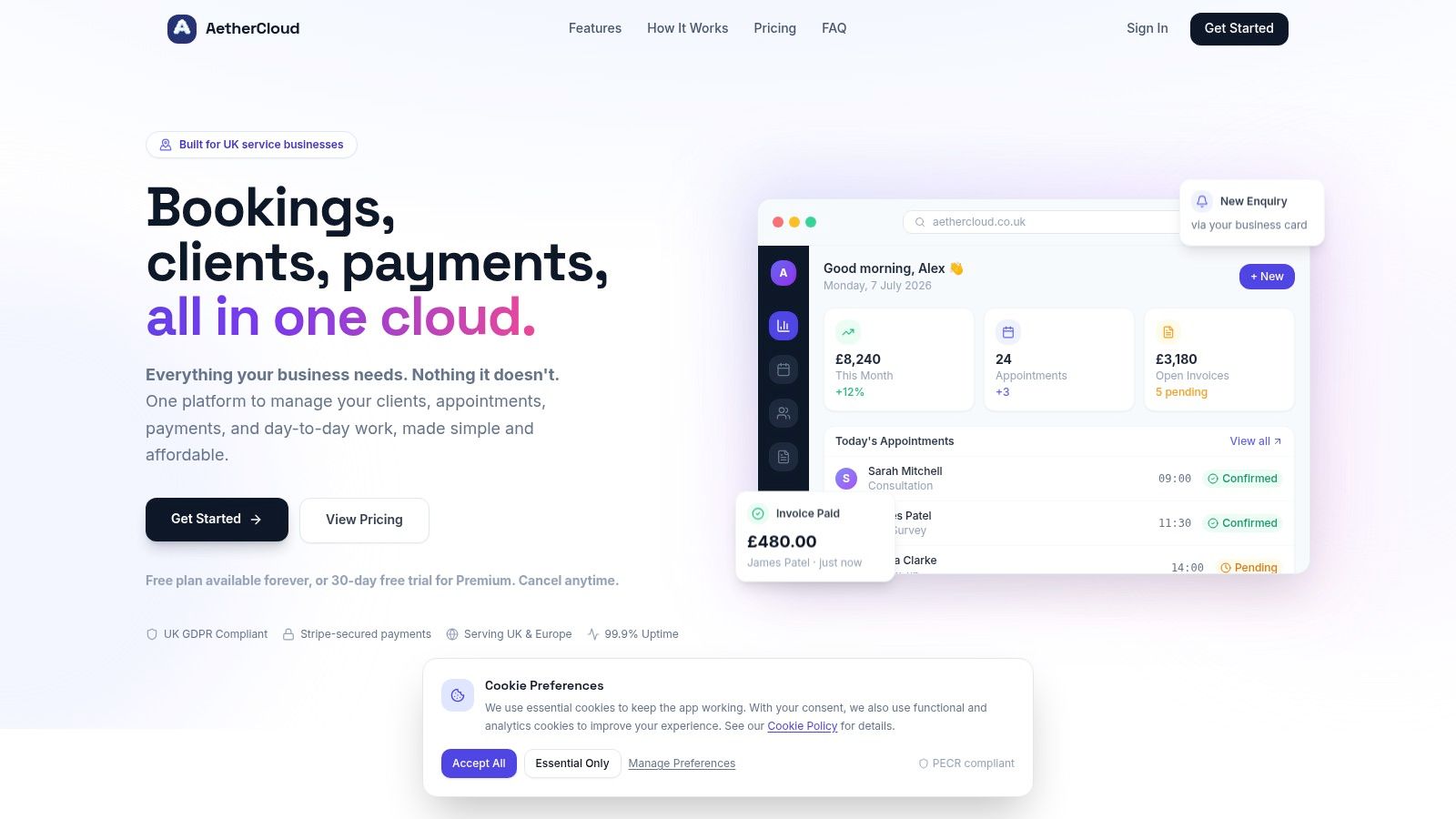Screenshot from https://aethercloud.co.uk