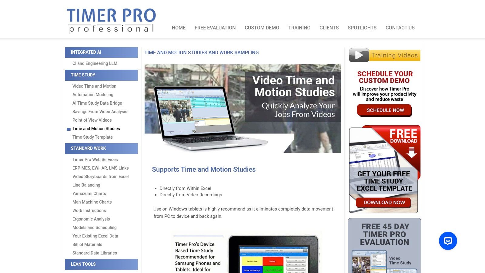 ACSCO Timer Pro, Time & Motion Excel Template + Video/Excel Software