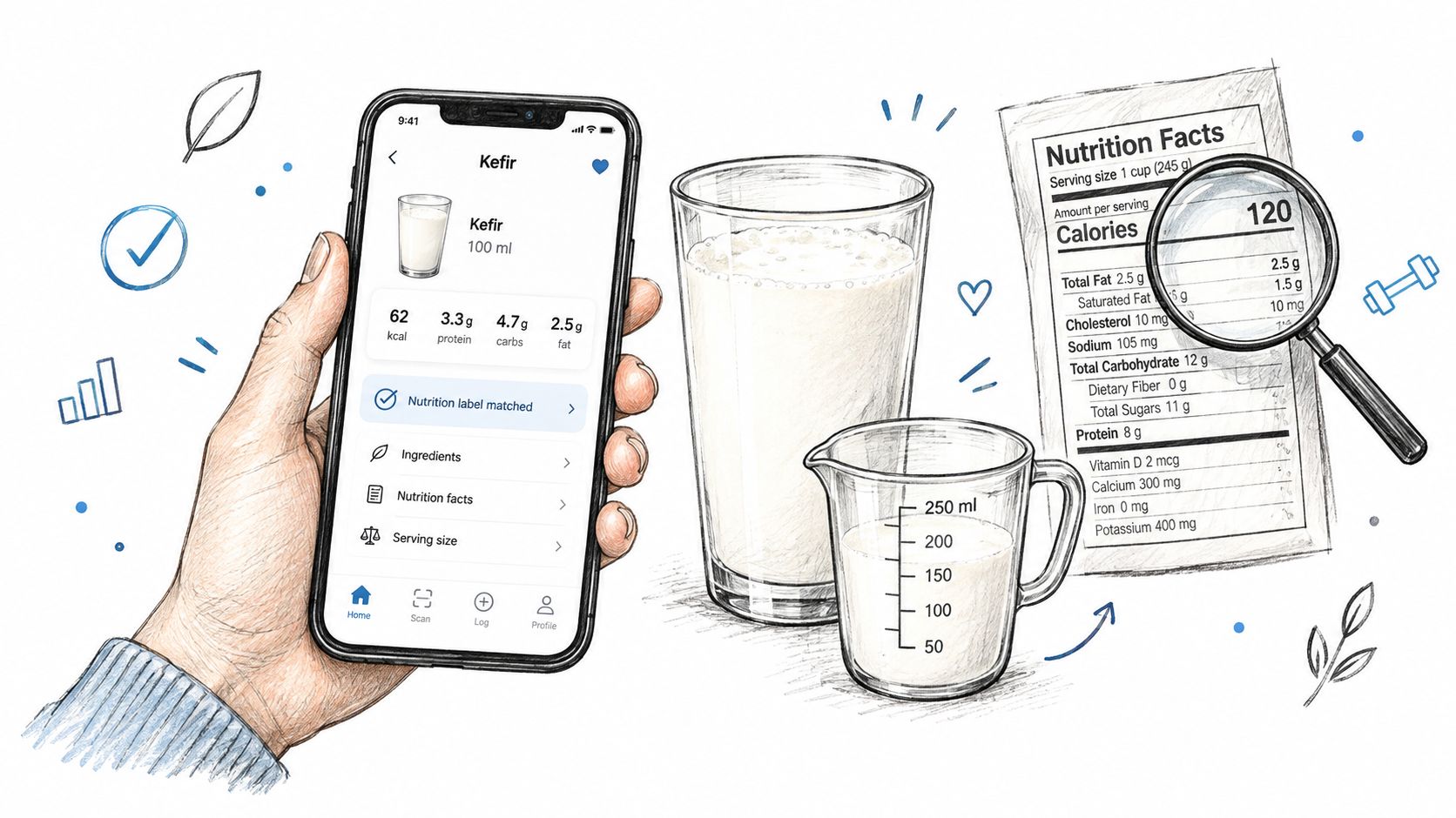Screenshot from https://fitbam.app/tr/screen/kefir-kayit-ekrani