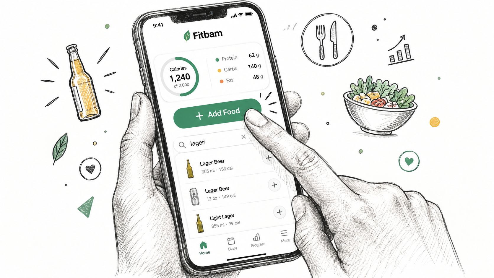 Screenshot from https://fitbam.app/screenshots/bira-ekleme.png