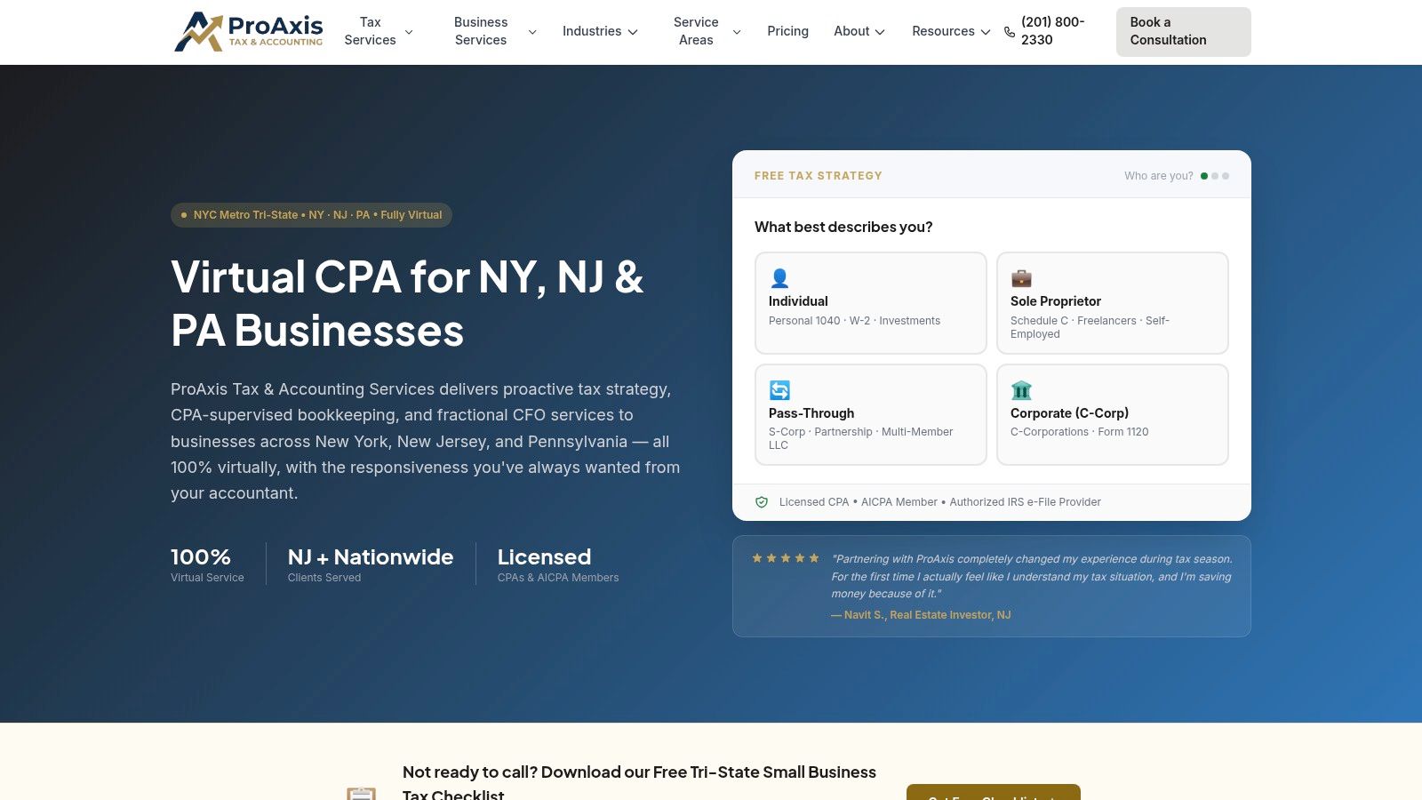 ProAxis Tax &amp; Accounting Services (Bergen County/NJ; virtual)