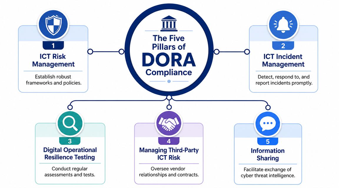 What Are the Five Pillars of DORA Compliance
