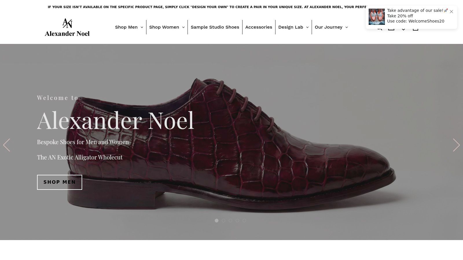 Screenshot from https://www.shopalexandernoel.com