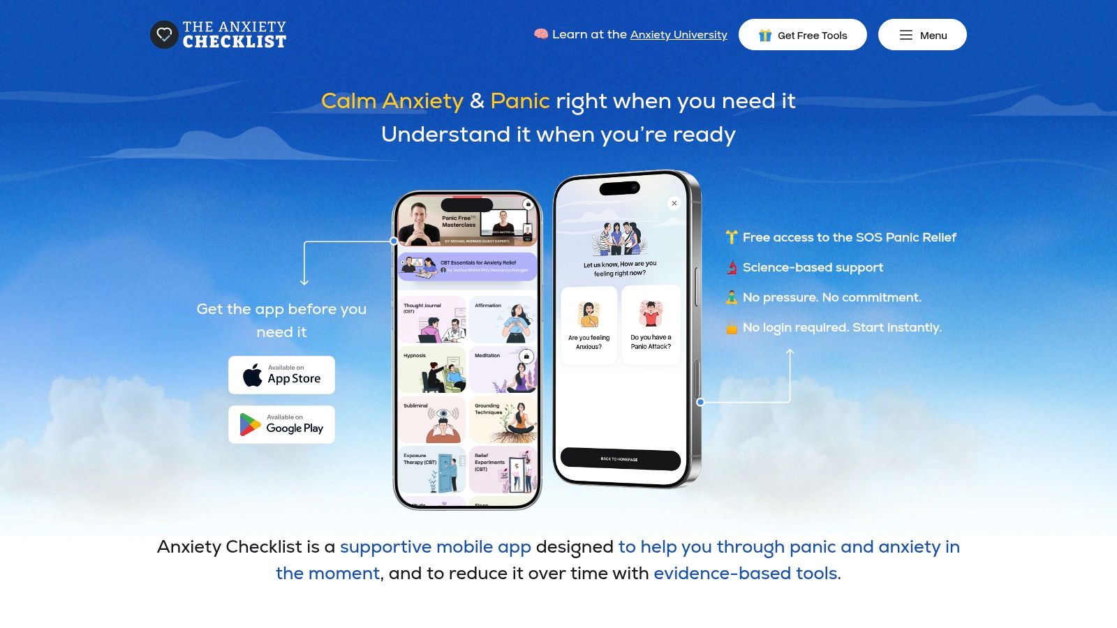 Screenshot from https://anxietychecklist.com