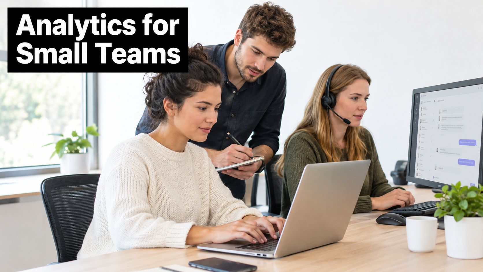 A diverse team of professionals working together on a collaborative project in a modern office environment.