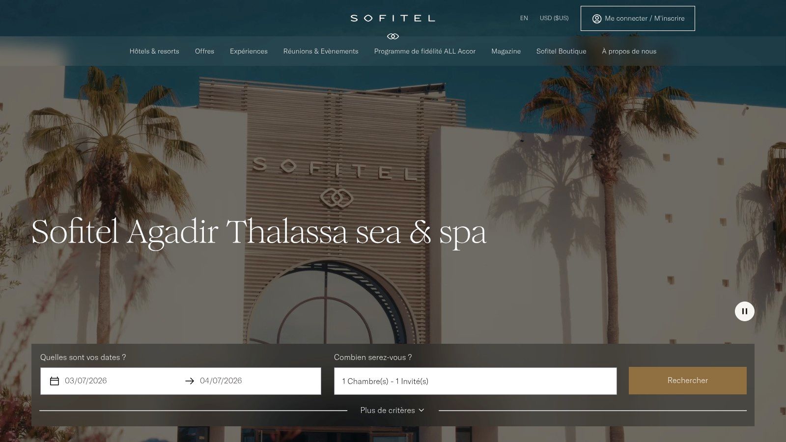 Découvrez les meilleurs hotels a agadir: guide 2026 1 Sofitel Agadir Thalassa Sea & Spa