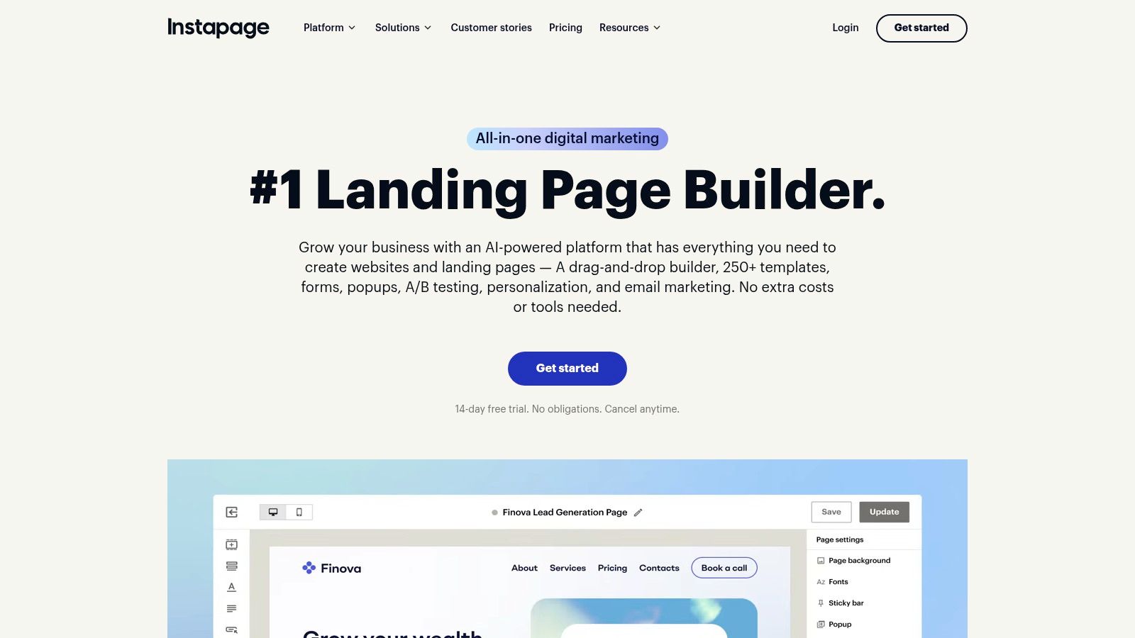 Instapage landing-page creation, personalization, and testing