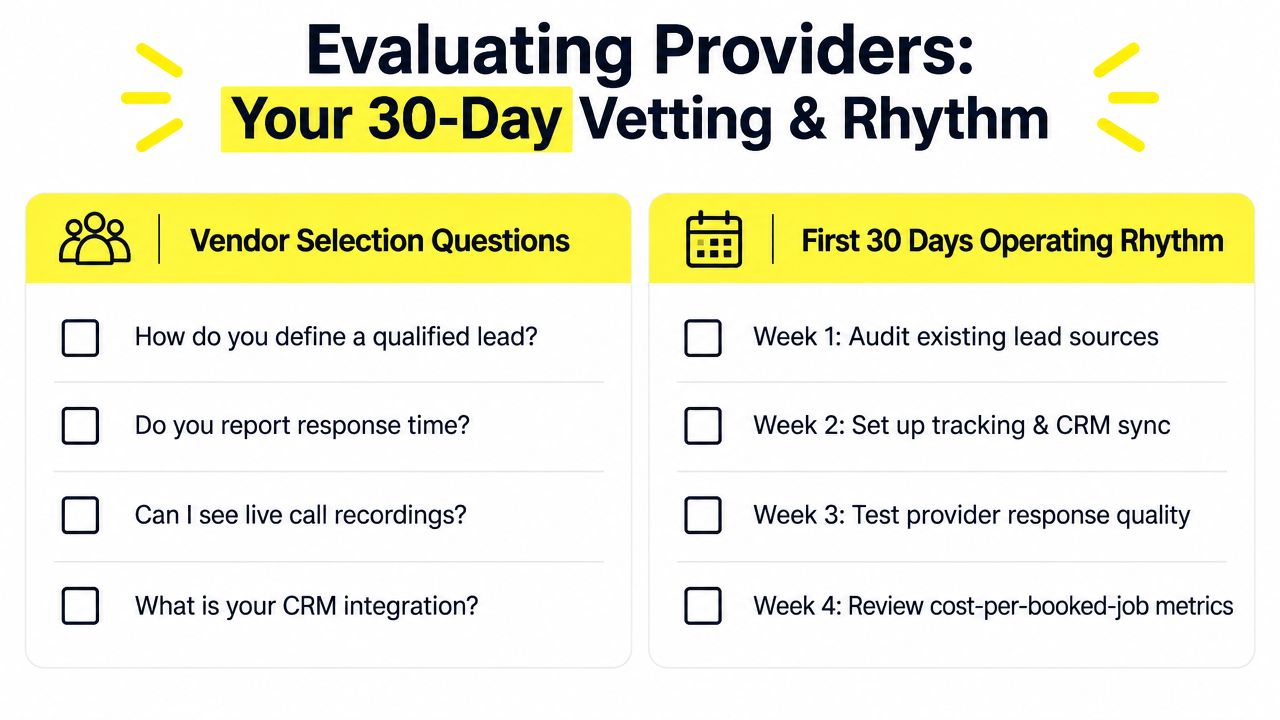 A guide for evaluating lead generation providers with a 30-day vetting process and operational strategy checklist.