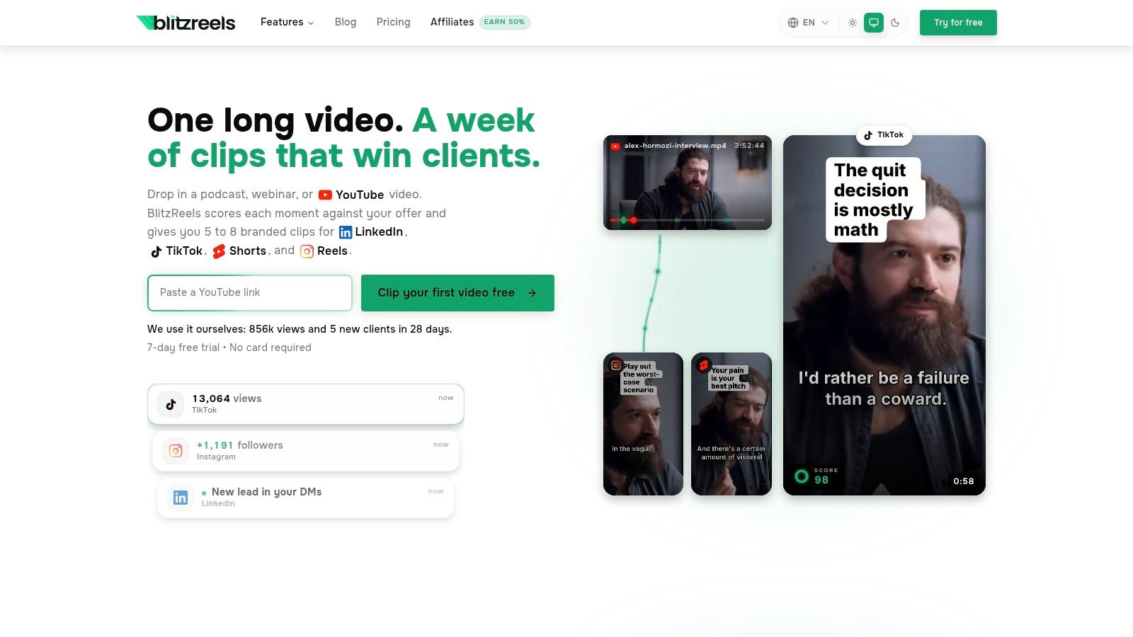Screenshot from https://blitzreels.com