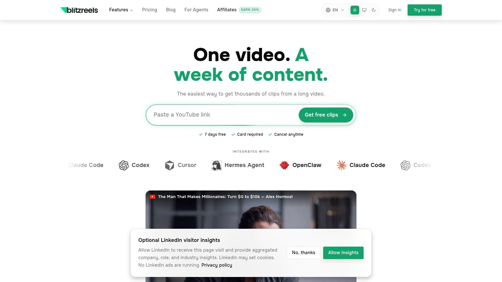 Screenshot from https://blitzreels.com