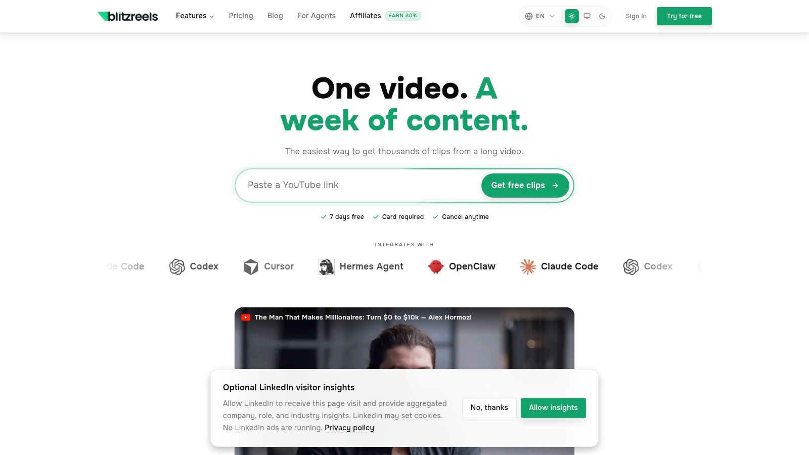 Screenshot from https://blitzreels.com