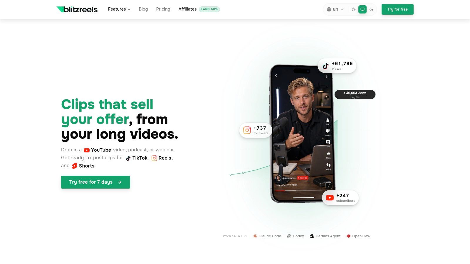 Screenshot from https://www.blitzreels.com/