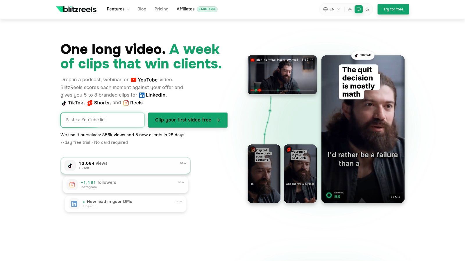 Screenshot from https://blitzreels.com