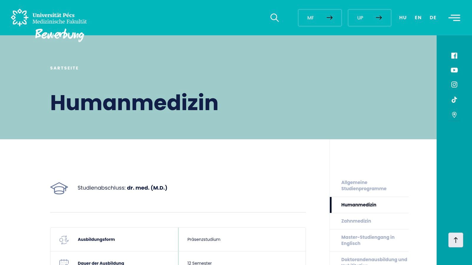 University of Pécs Medical School Humanmedizin in German