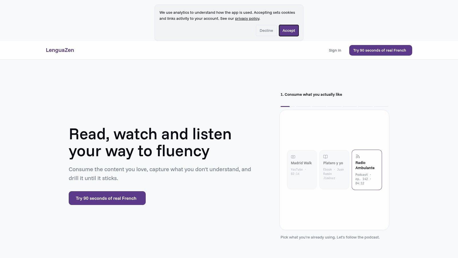 Screenshot from https://lenguazen.com