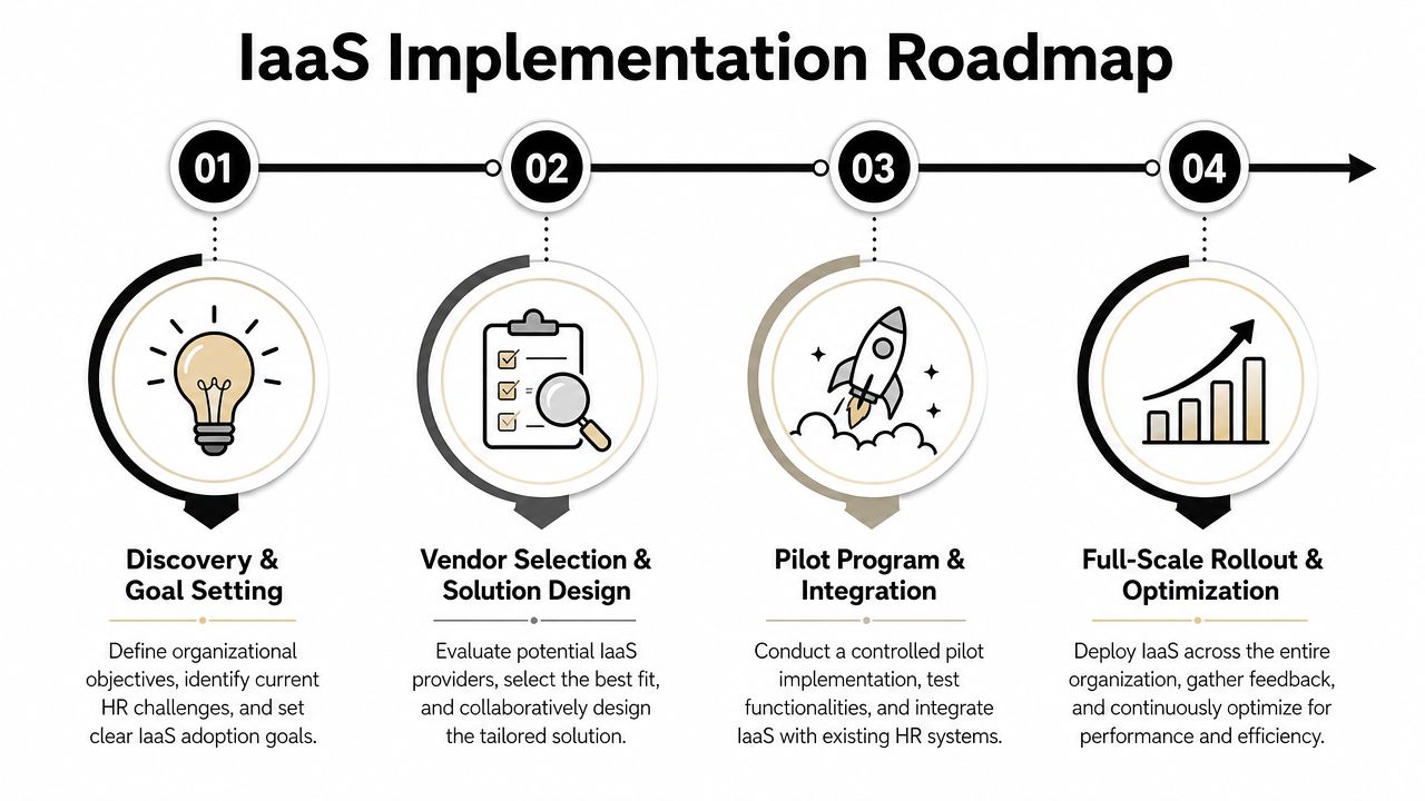 A four-step roadmap illustration for implementing Interview as a Service, ranging from goal setting to full-scale deployment.