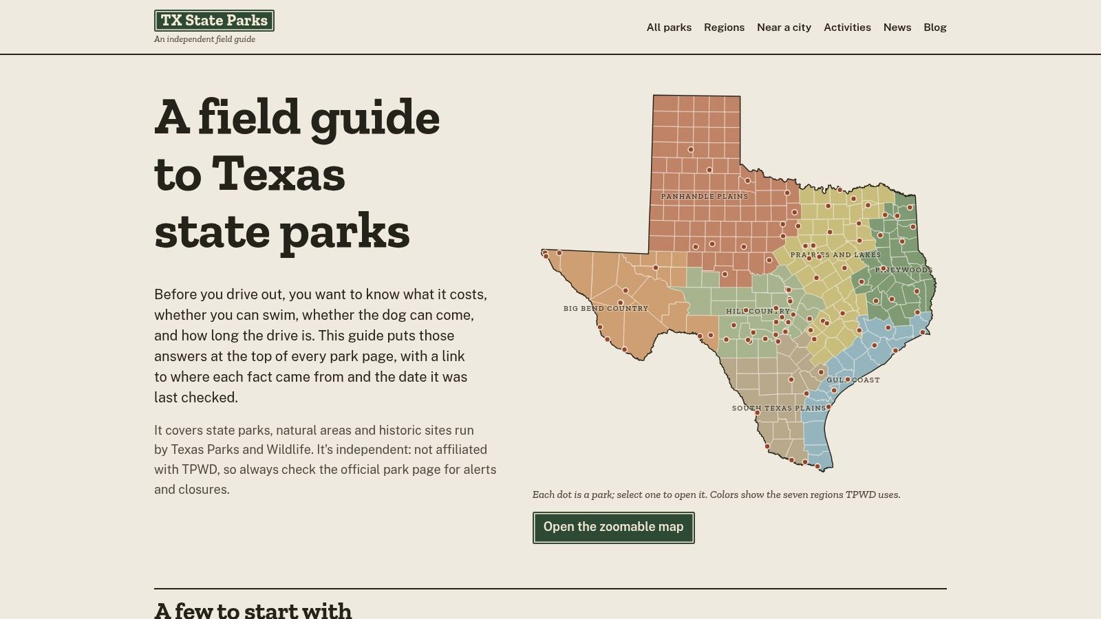 Screenshot from https://txstateparks.com