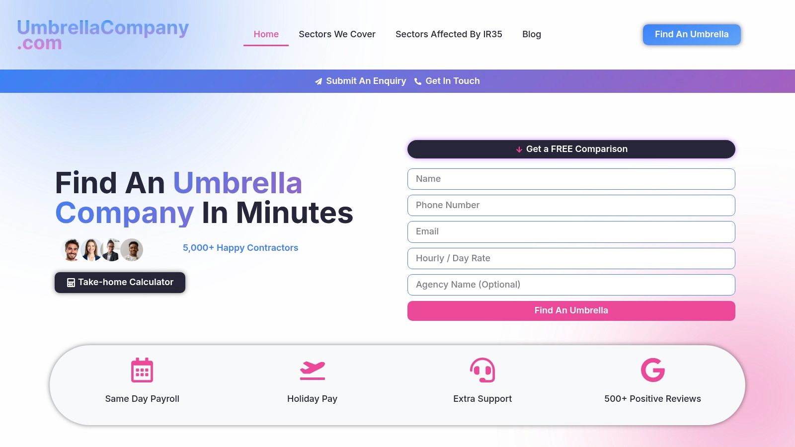 Screenshot from https://umbrellacompany.com