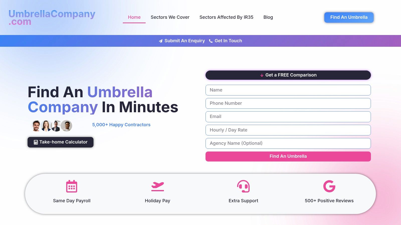 Screenshot from https://umbrellacompany.com