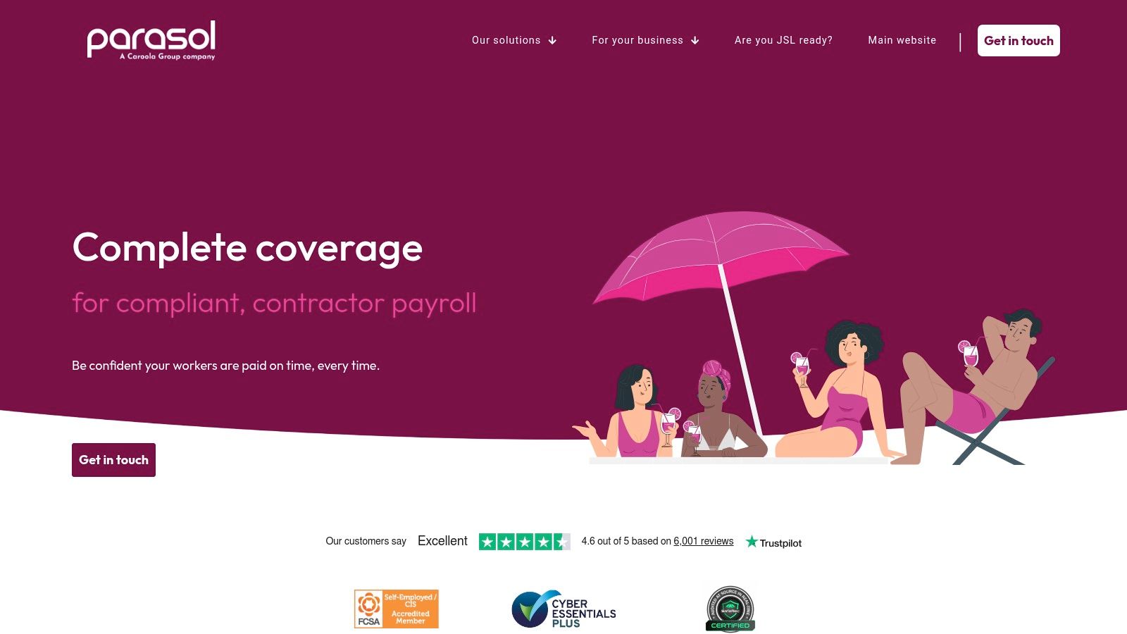 Contractor reviewing payroll information on a laptop, highlighting Parasol's reliable payment processing.