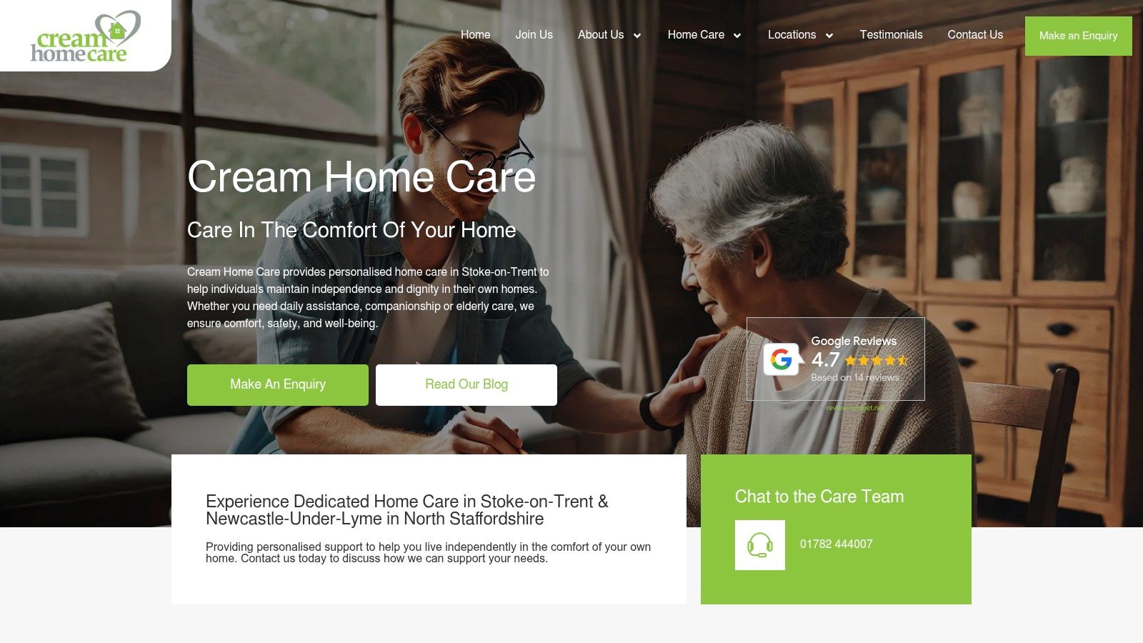Screenshot from https://creamhomecare.co.uk