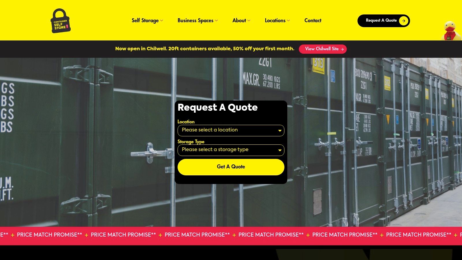 Screenshot from https://containerselfstore.com