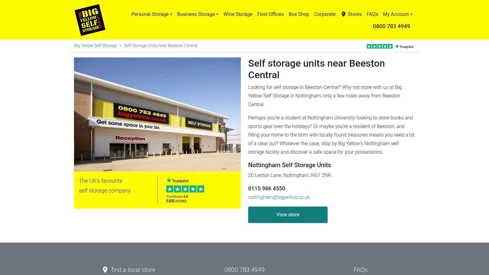Big Yellow Self Storage, Nottingham, Lenton Lane