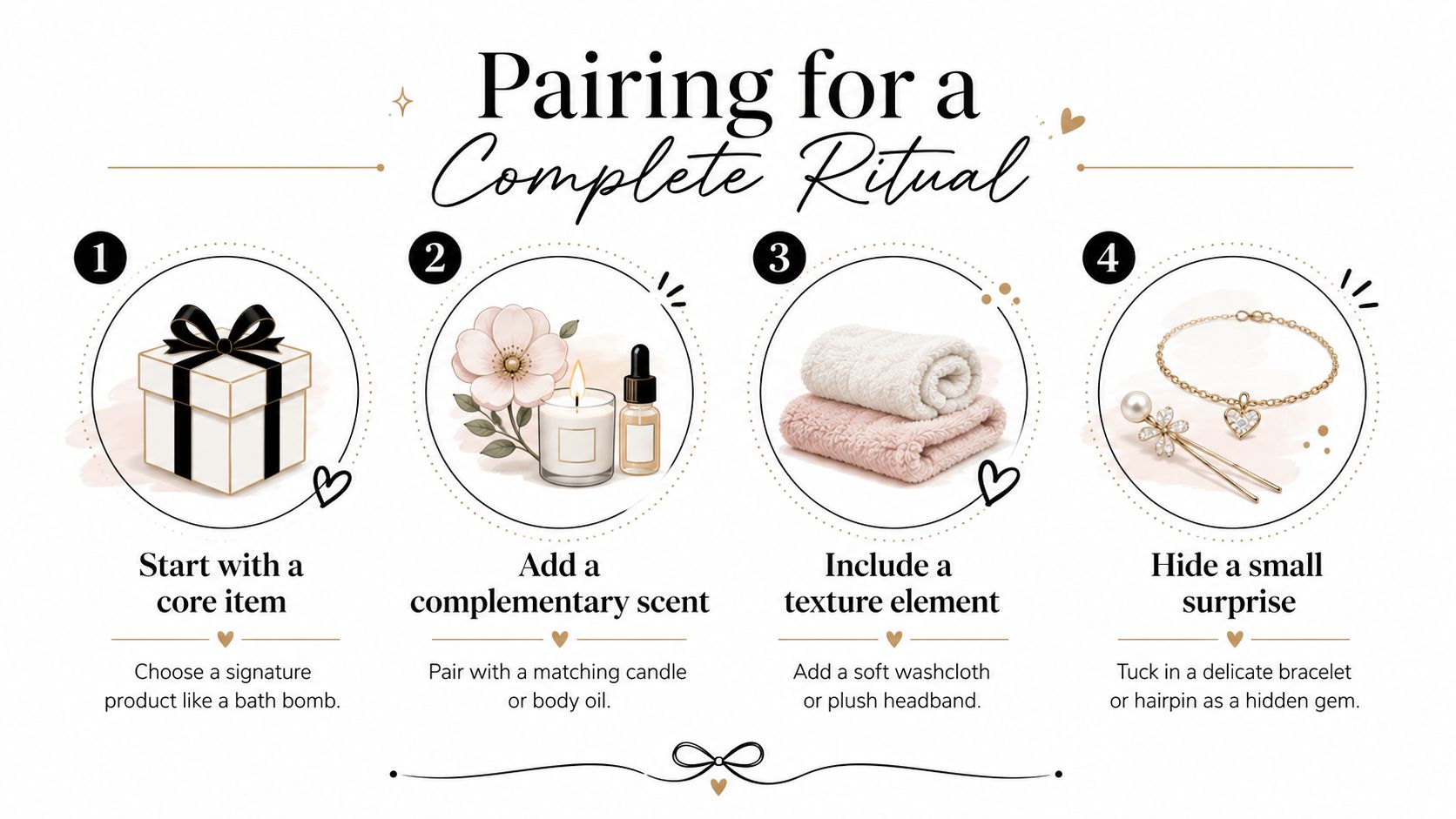An instructional graphic showing four steps for creating a perfect ritual gift set for someone special.