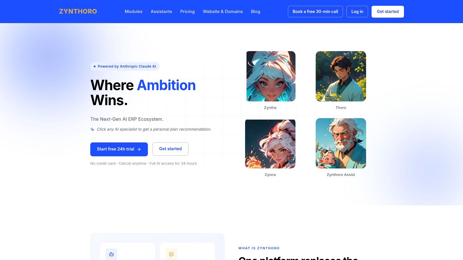 Screenshot from https://www.zynthoro.ai