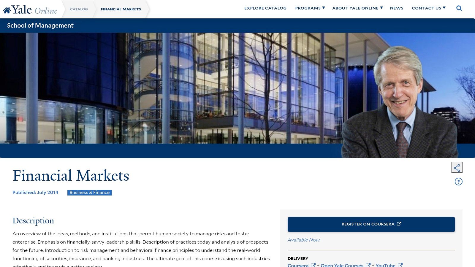 Financial Markets (Yale University via Coursera)