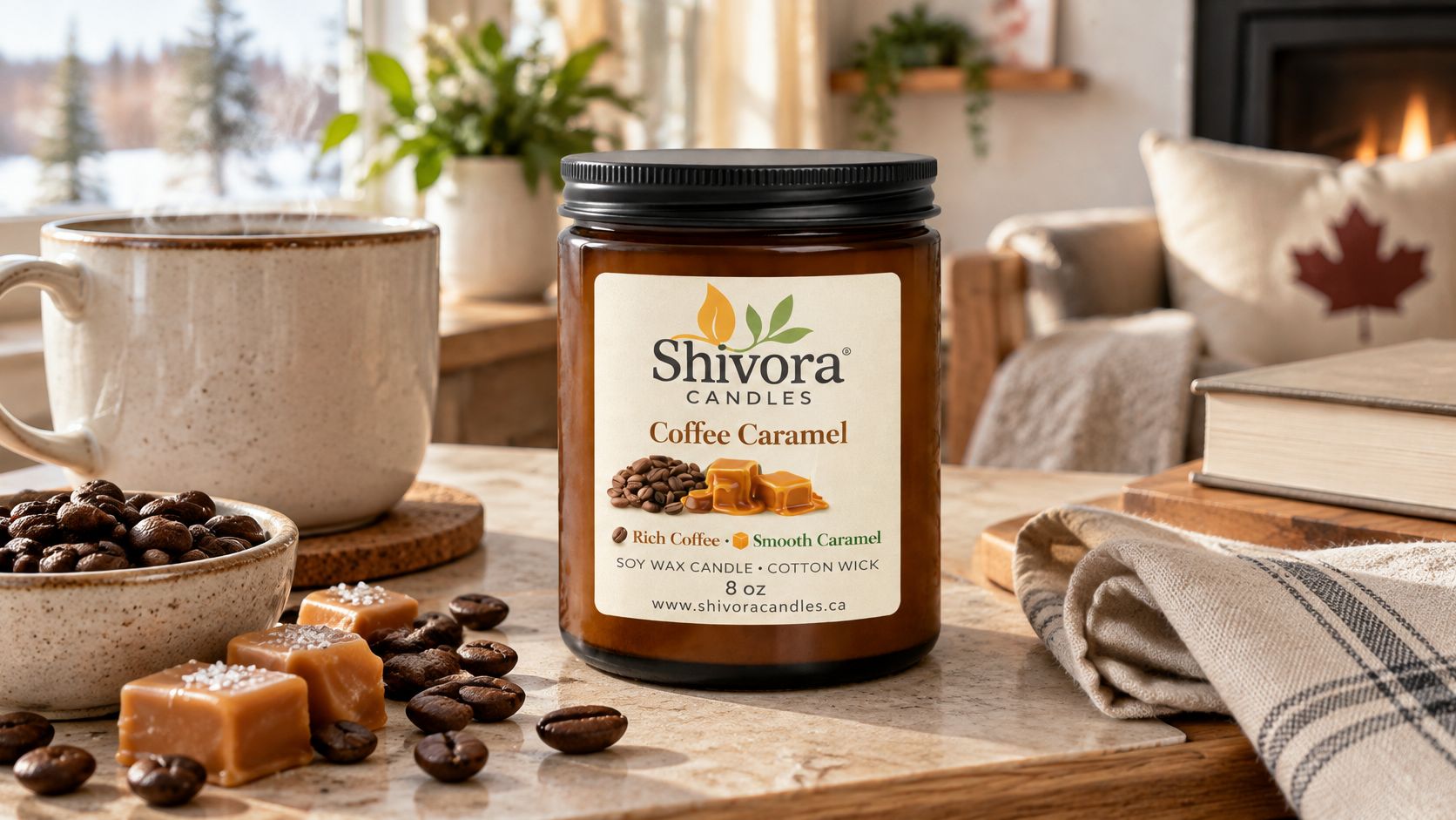 Coffee Caramel Soy Candle Canada – 8 oz Cotton Wick