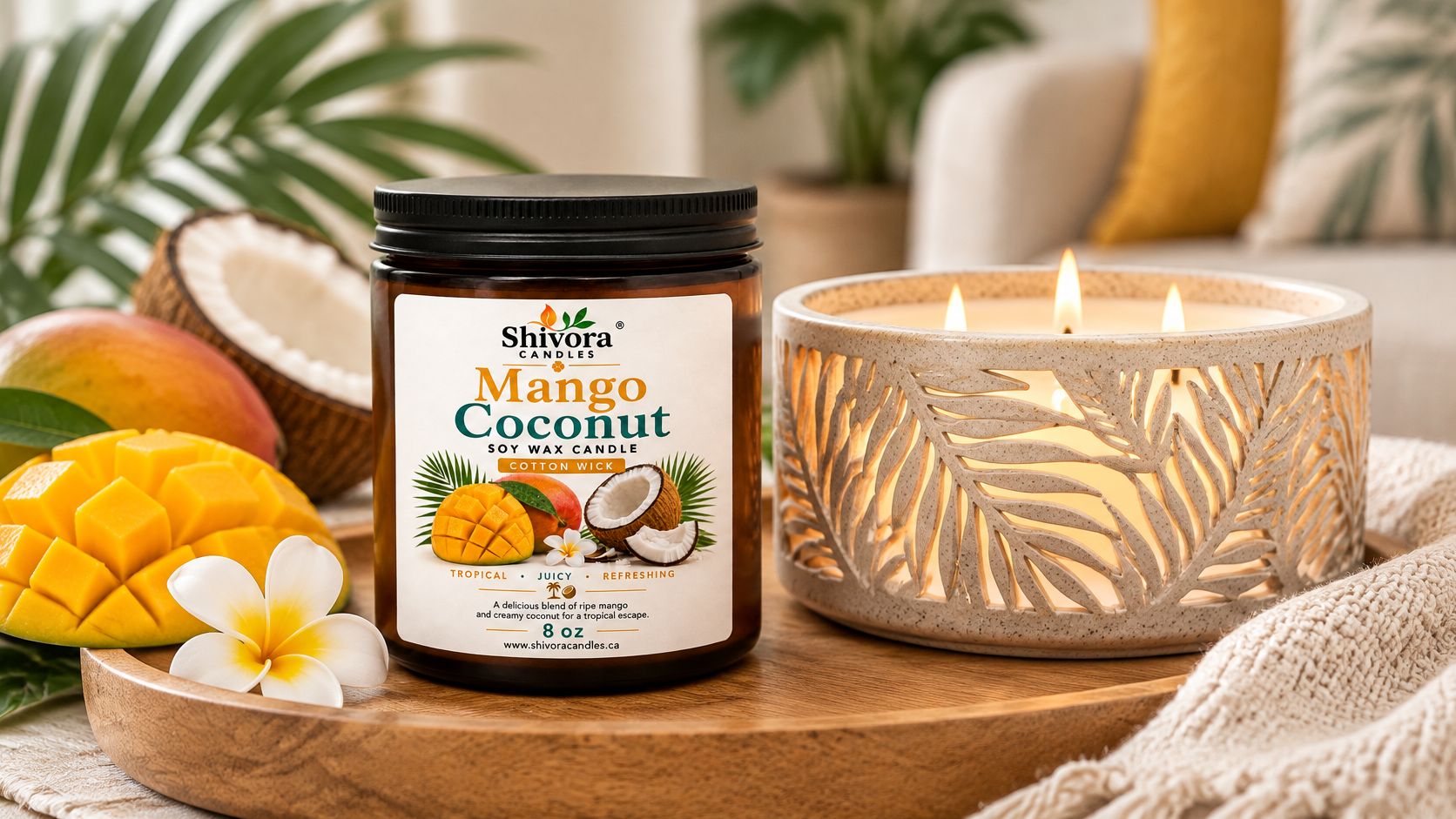 Mango & Coconut Soy Candle Canada – 8 oz Cotton Wick
