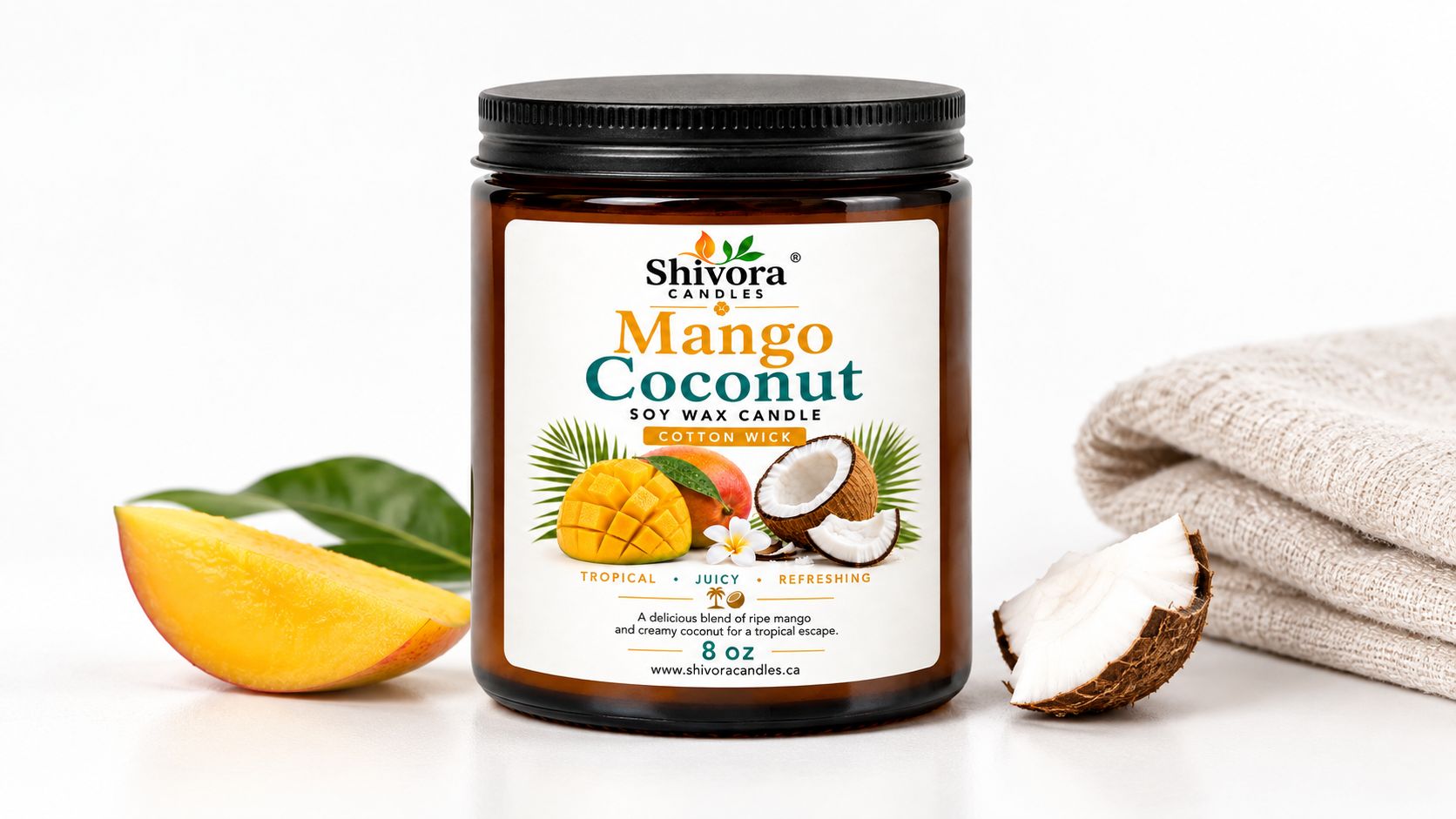 Mango & Coconut Soy Candle Canada – 8 oz Cotton Wick