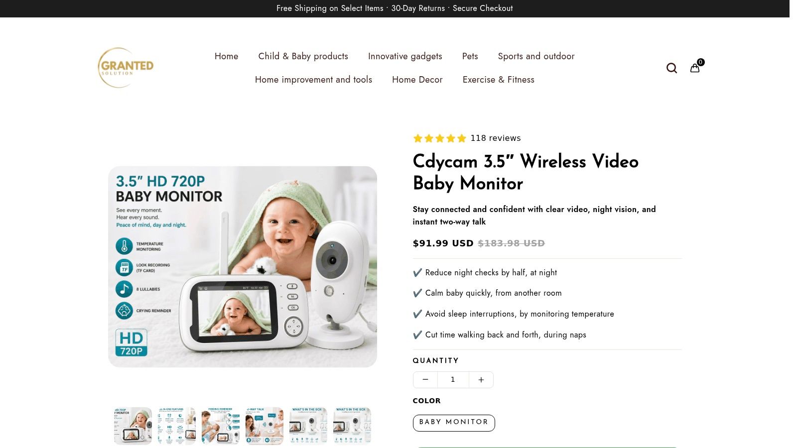 Cdycam 3.5″ Video Baby Monitor | Night Vision & Two-Way Audio
