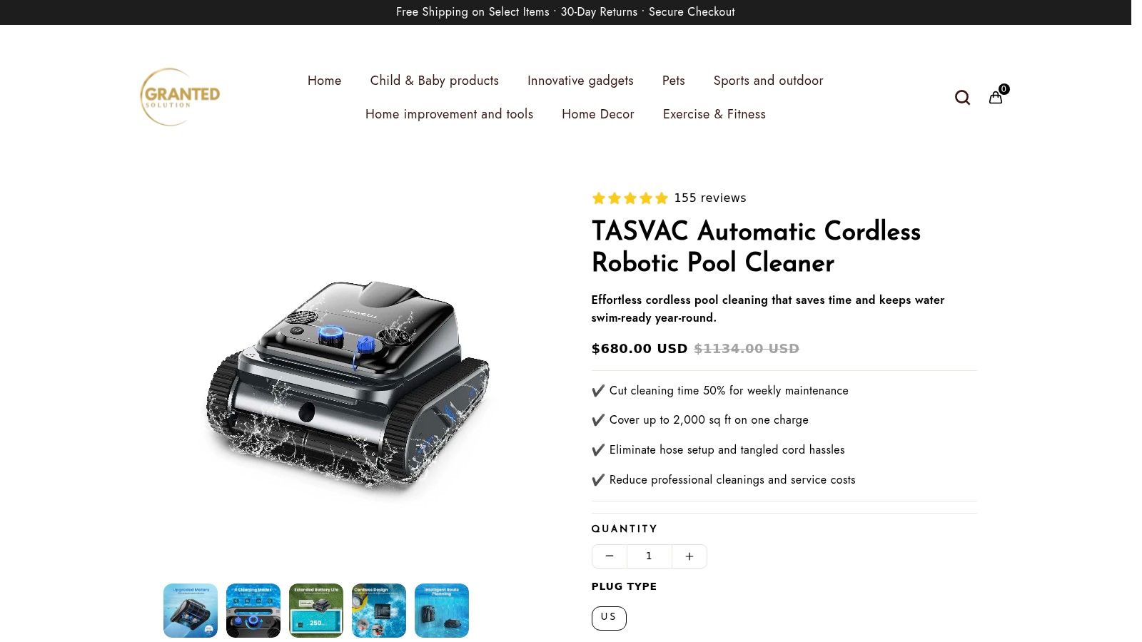 Tasvac Automatic Cordless Robotic Pool Cleaner