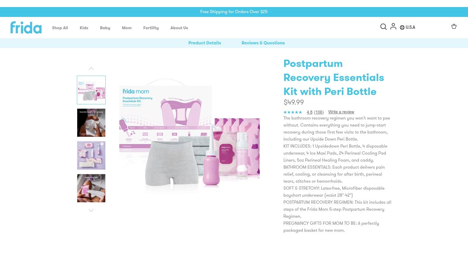 Frida Mom Postpartum Recovery Essentials Kit (hospital-bag must-haves)