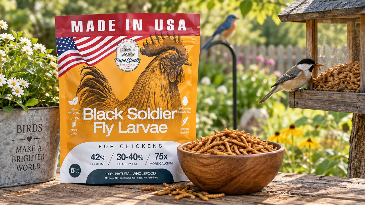 USA GROWN BLACK SOLDIER FLY LARVAE FOR CHICKENS