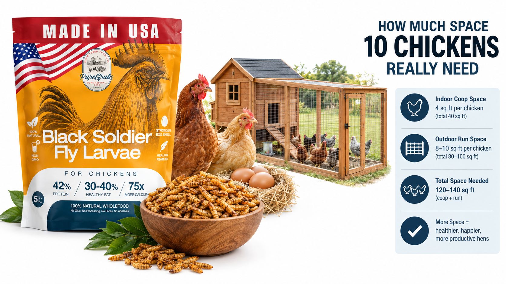 USA GROWN BLACK SOLDIER FLY LARVAE FOR CHICKENS