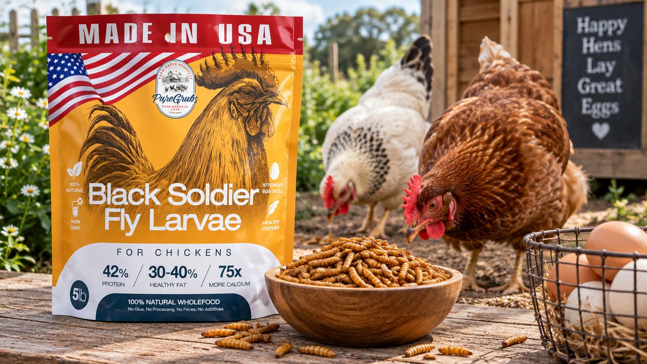 USA GROWN BLACK SOLDIER FLY LARVAE FOR CHICKENS