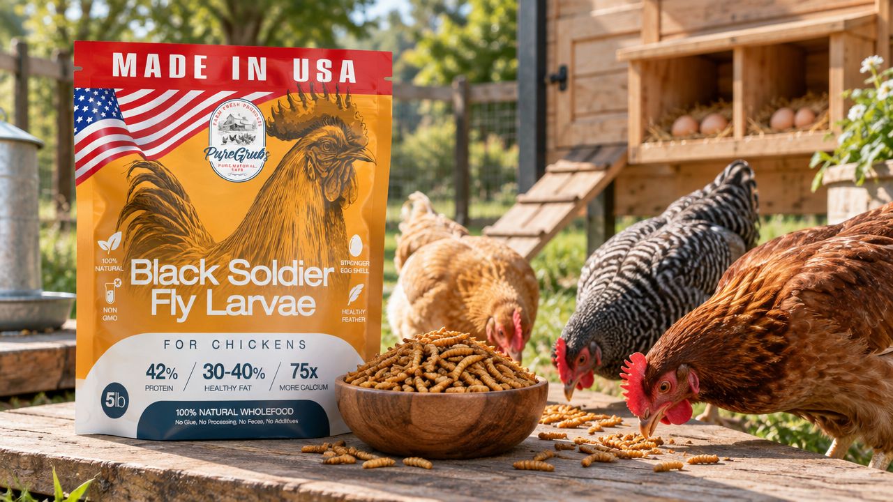 USA GROWN BLACK SOLDIER FLY LARVAE FOR CHICKENS