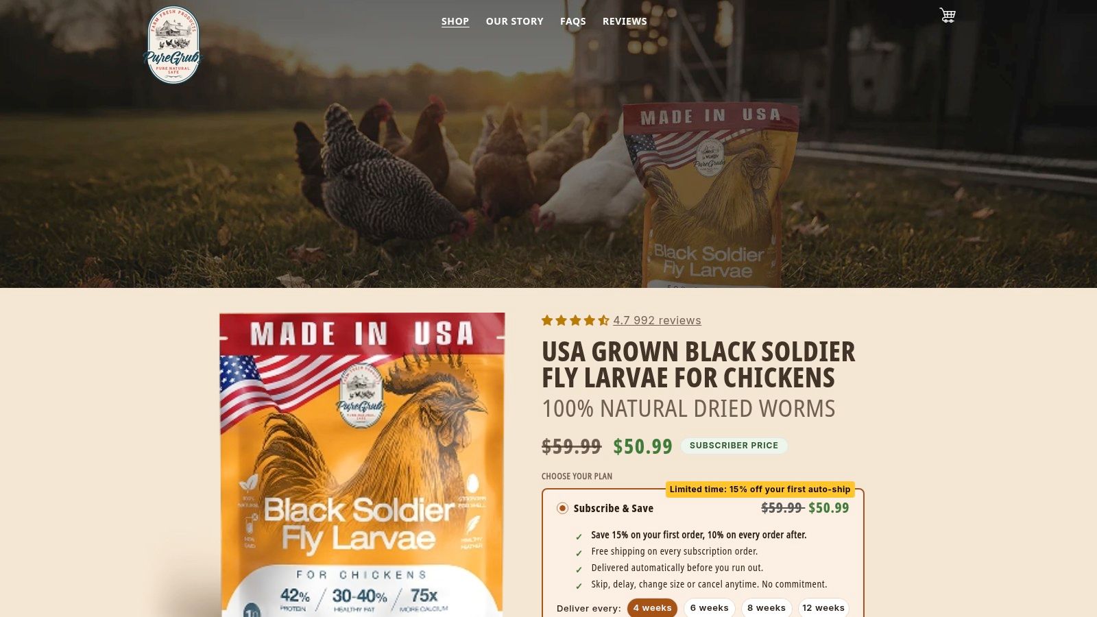Screenshot from https://puregrubs.com/products/black-soldier-fly-larvae